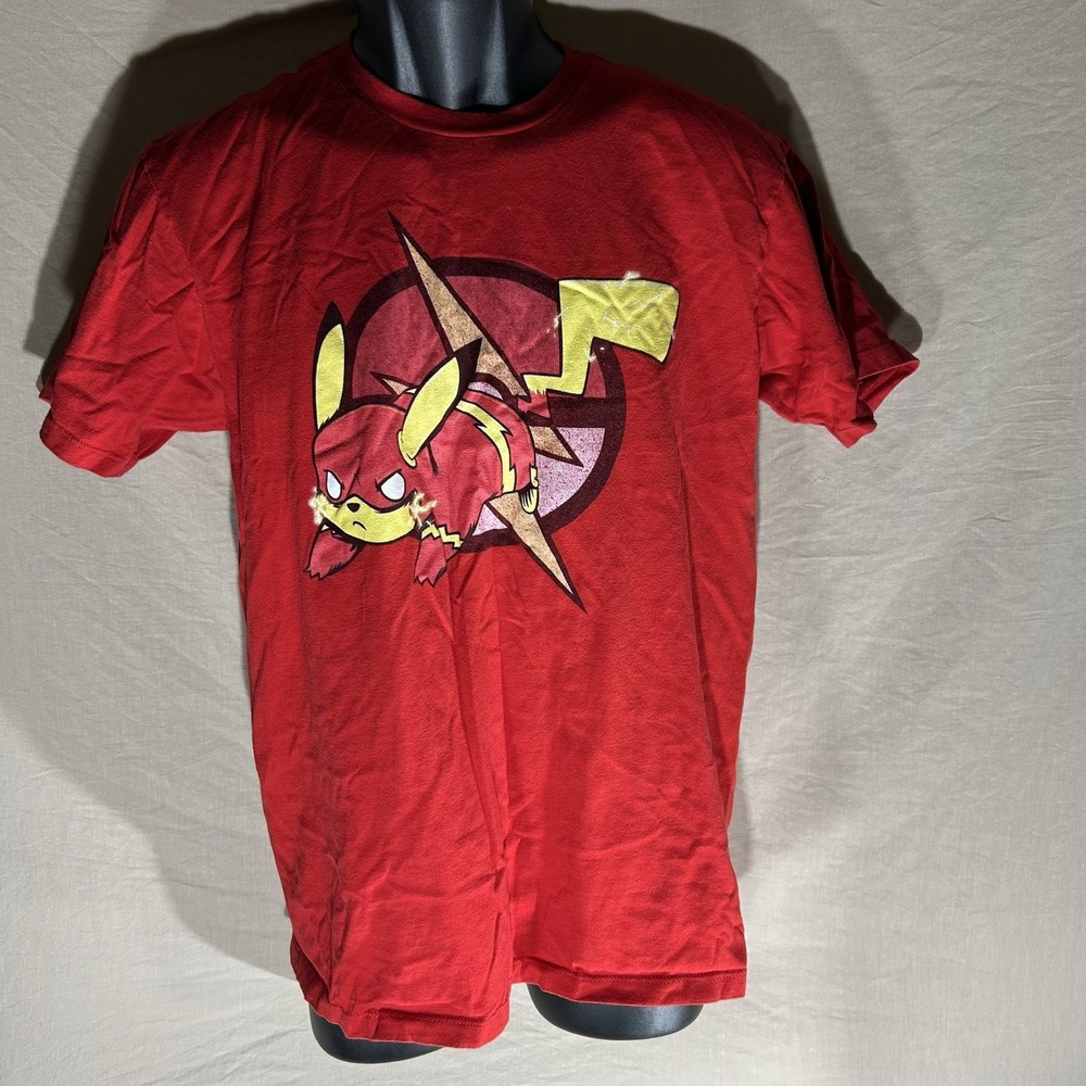 TeePublic Pikachu The Flash Mashup Graphic T-Shirt Red Size Medium